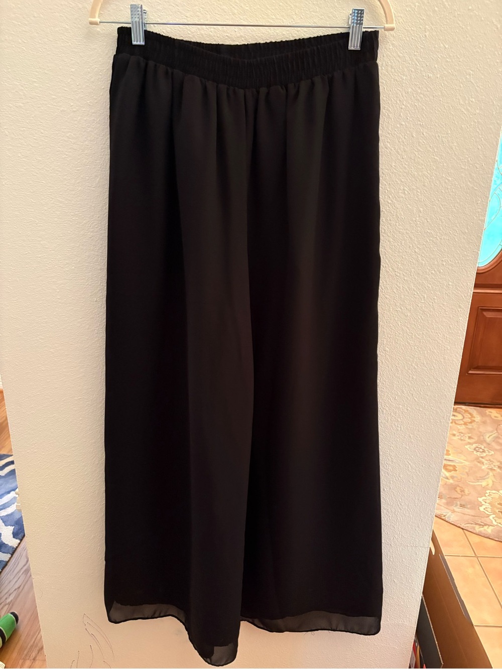 Norton McNaughton Black Elastic Waist Wide-Leg Pants